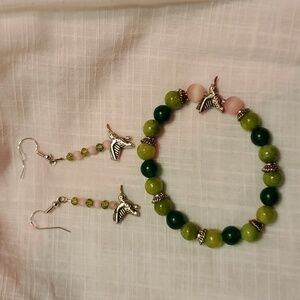 Handmade bracelet, earring set